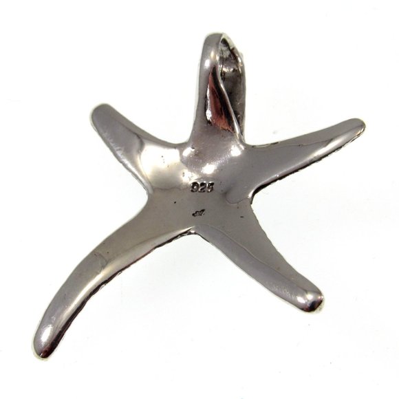 Solid 925 Sterling Silver Textured Starfish Slide Pendant - Sea Life Jewelry - Picture 8 of 8